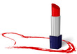 Red lipstick in the drawn heart