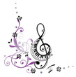 Noten, Notenschlüssel, Musiknoten, Musik, Ranke, Blumen