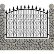 Iron fence with stone