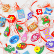 female ornaments from polymeric hand-worked clay