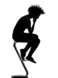young afro american woman silhouette thinking