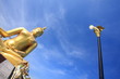 Electric post and big golden buddha, Thailand.