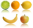 Foto: fruits collection (lime, orange, lemon, banana, apple) fruits collection (lime, orange, lemon, banana, apple)