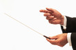 Music conductor hands with baton