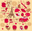 Symbols of Paris. Hand drawing
