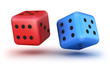 Dice red and blue isolated on white