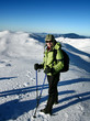 Girl trekking in Carpathian mountains
