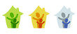 grown-up and child being happy in a house