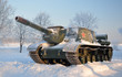 Self-propelled artillery unit. After a snowfall.