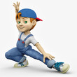 cartoon boy - happy stretch