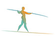 Equilibrista colorato su fondo bianco