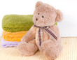serviettes de toilette douceur et ours en peluche