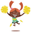 Illustration of a young smiling cheerleader jumping and cheering