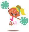 Blond cheerleader jumping and cheering