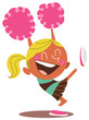 Young blond illustration of a smiling cheerleader cheering