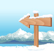 Vector: direction sign with winter landscape direction sign with winter landscape