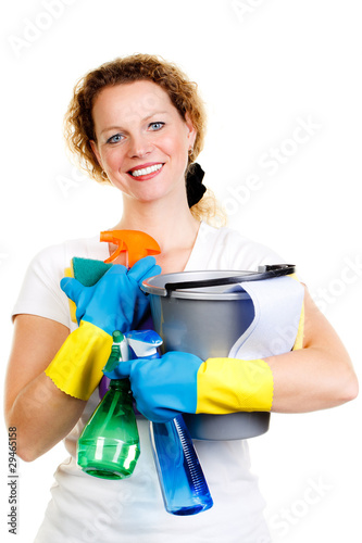Photo: hausfrau mit putzutensilien hausfrau mit putzutensilien