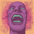 colorful vector background with screaming man's head