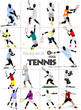 Big set of Man Tennis player. Colored Vector illustration for de Big set of Man Tennis player. Colored Vector illustration for de