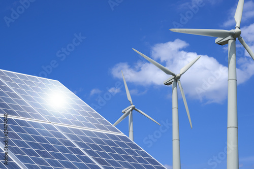 Illustration: 太陽光発電と風力発電 太陽光発電と風力発電