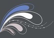 Floral abstract background in soft grey, blue and white