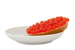 Bread with red caviar on plate on white background Bread with red caviar on plate on white background