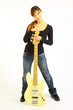 young woman with a 5 strings bass