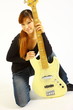 young woman with a 5 strings bass