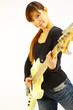young woman with a 5 strings bass