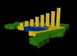 graph on Brazil map flag illustration