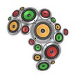 Africa music continent - loudspeakers forming African continent Africa music continent - loudspeakers forming African continent