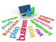 Rendered concept of a word cloud with business buzzwords.
