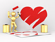 Men, drawing heart on the wall Men, drawing heart on the wall