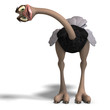 cute toon ostrich gives so much fun. 3D rendering with clipping