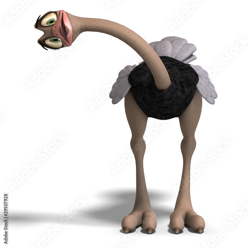 Illustration: cute toon ostrich gives so much fun. 3D rendering with clipping cute toon ostrich gives so much fun. 3D rendering with clipping