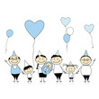 Happy birthday, big family with children, newborn baby Happy birthday, big family with children, newborn baby