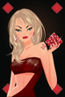 Poker diamond card with blondy girl. vector illustration Poker diamond card with blondy girl. vector illustration
