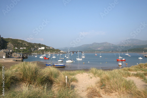 Photo: Sand dunes and harbour, Barmouth, North Wales Sand dunes and harbour, Barmouth, North Wales