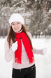 sporty woman runs in winter