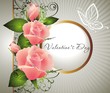 Card for Valentine's day with roses and butterfly