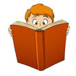 Vector: Cartoon boy reading big book Cartoon boy reading big book