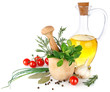 Photo: fresh spices with vegetables and olive oil fresh spices with vegetables and olive oil