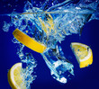 Lemon and ice spalsh