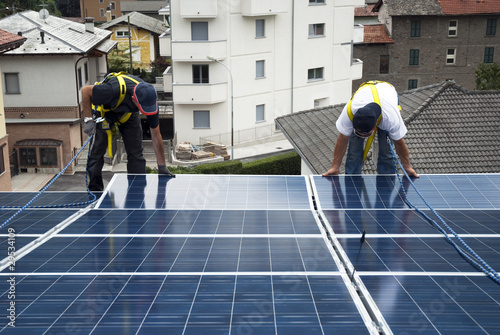 Photo: Solar panels installing Solar panels installing