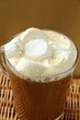 Coffee with marshmallows in large glass beaker