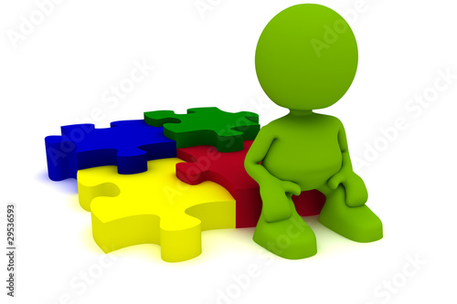 Illustration: Sitting On Puzzle Sitting On Puzzle