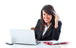 Ragazza Business sorridente al computer