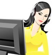 vector young beautiful girl telephone operator