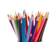 A bunch of color pencils pointing up. A bunch of color pencils pointing up.