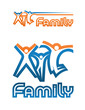 A family emblem. Graphic figures, joyfully jumping up together